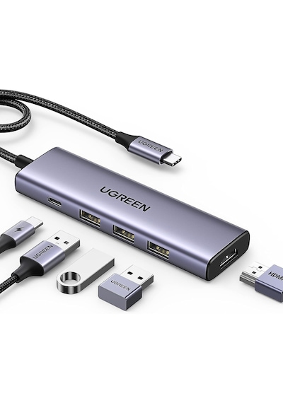 Ugreen 15596 5 Port 5 İn1 USB-C 100 W PD 4K Hub Çoklayıcı Gri