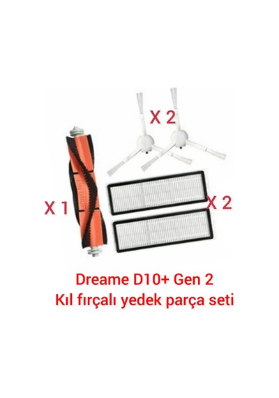 Dreame Uyumlu Uyumlue D10+ Plus Gen 2 Robot Süpürge Kıl Fırça Yedek Parça Seti