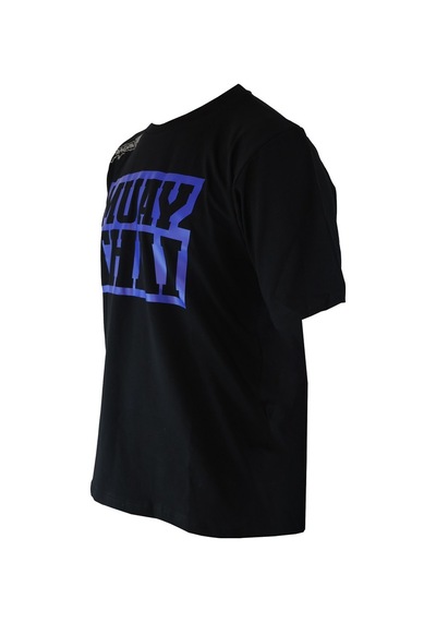 Dragondo Tx8521 Muaythai Tişört Mavi Basklı Muay Thai Tişörtü Siyah