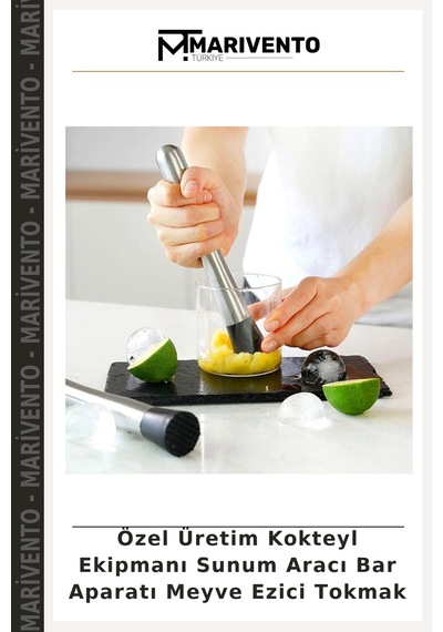 Özel Üretim Kokteyl Ekipmanı Sunum Aracı Bar Aparatı Meyve Ezici Tokmak