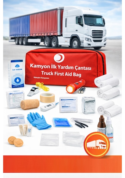 Kamyon İlk Yardım Çantası Tüvtürk Muayene Uyumlu Trafik Yönetmeliğine Uygun 50 Parça