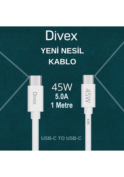 Divex 5.0a 45w Type-c - Usb-c Hızlı Şarj Data Kablosu Dc-140