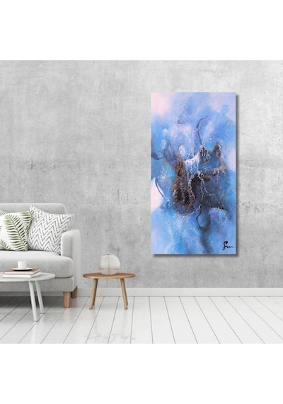 Dokulu Büyük Boy El Yapımı Yağlı Boya Tablo 75x126cm