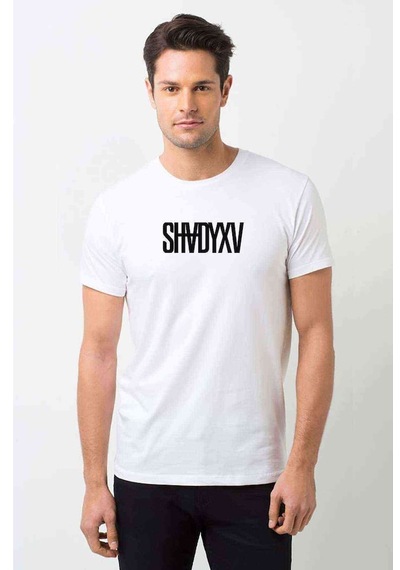Shvdyxv Logo Baskılı Beyaz Erkek Tshirt