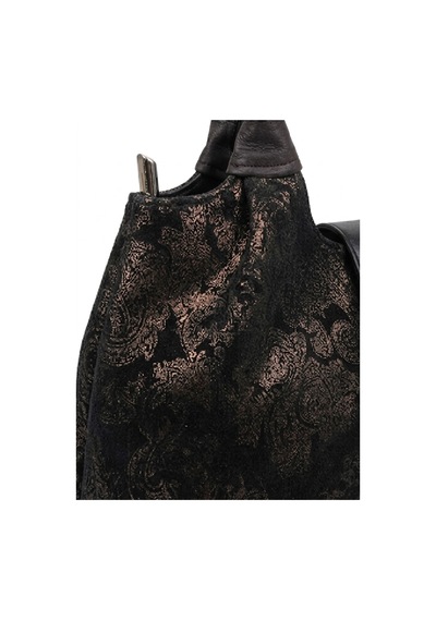 Levano Leather Şal Desenli Siyah Bronz Işıltılı Kol Çantası Siyah