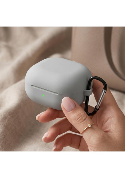 Caseonn Samsung Galaxy Buds 4 Pro Kılıf V2 Askı Aparatlı Mat Silikon Gri