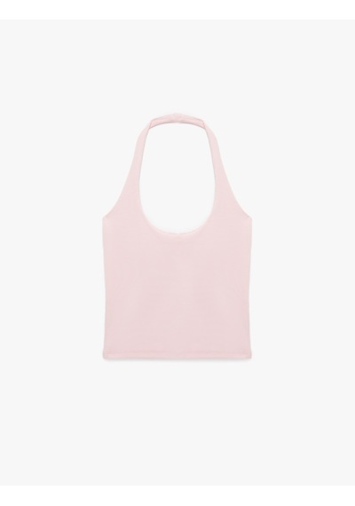 Koton Pamuklu Ribanalı Slim Fit Sırt Dekolteli U Yaka Bluz Pembe 6sak10338ek Gül