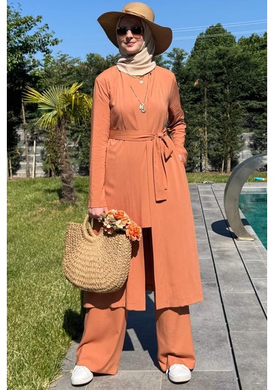 Rabia Şamlı Yaren Üçlü Takım Kiremit Çok Renkli