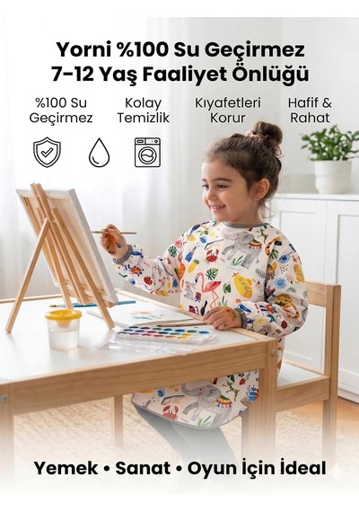 Jungle Çocuk Aktivite Önlüğü Uzun Kollu Sıvı Geçirmez 7-10 Yaş