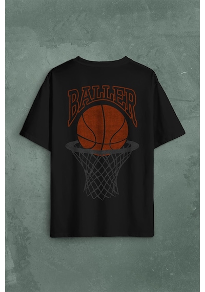 Baller Basketball Basketbol Nba Basketçi Üçlük Sırt Ön Baskılı Oversize Tişört Unisex T-shirt 001