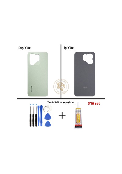 Infinix Hot 50i Yeşil Uyumlu Arka Kapak + Yapıştırıcı Ve Vida Seti Arka Cam Batarya Pil Kapağı Diğer