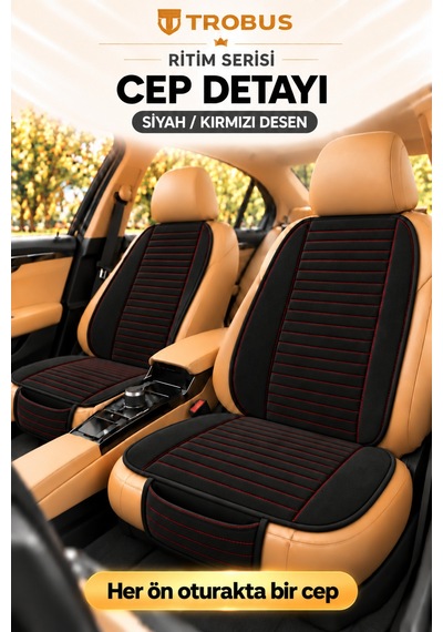 Trobus Ritim Hyundai H100 1994-2012 Baby Face 5'li Koltuk Minderi Siyah Kırmızı Desen