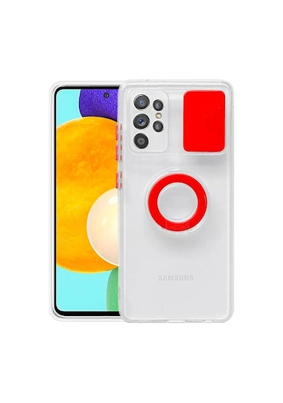 Ally Sm Galaxy S21 Ultra S30 Ultra Kılıf Sürgülü Kamera Lens Korumalı Yüzük Standlı Silikon Kılıf- 5775