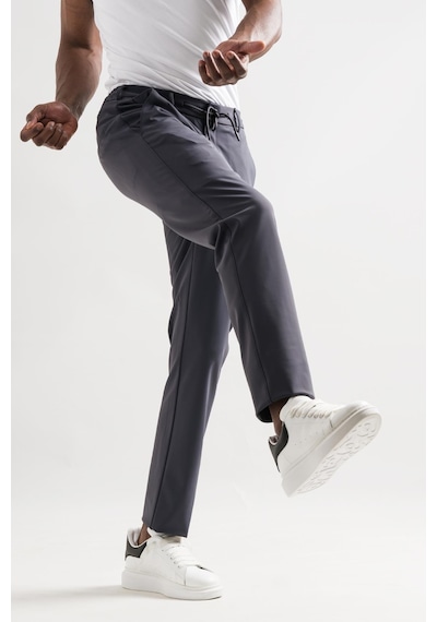 Slimfit Beli Lastikli Ve İplikli Polyamid Hafif Parlak Kışlık Kumaş Erkek Jogger Pantolon 001