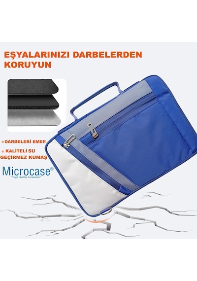 Microcase Samsung Uyumlu S10 Lite 10.9 İnch İçin Omuz Askılı El Tutacaklı Universal Sleeve Taşıma Çantası Al4346 Lacivert Krem Gri Omuz Çantası