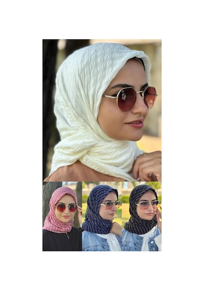 Aldaıyr 4 Adet - Jakarlı Caz Eşarp 120 X120 Pamuk Çok Renklig05-4
