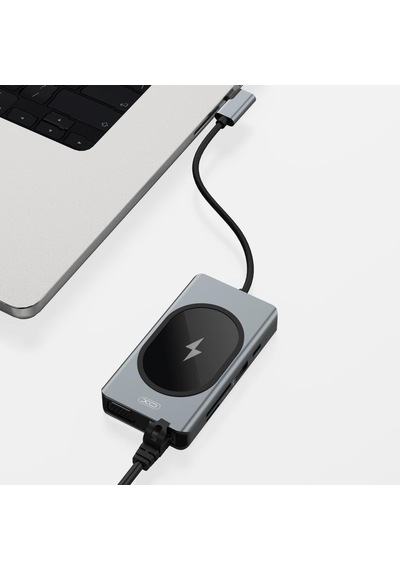Type-c 9'u 1 Arada Hdmı, Ethernet Ve 15w Kablosuz Şarj Destekli Çok Fonksiyonlu Çoklayıcı Hub
