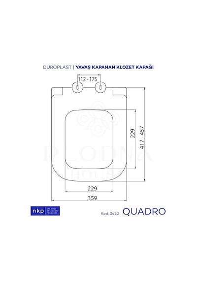 Quadro Kare Duroplast Yavaş Kapanan Klozet Kapağı