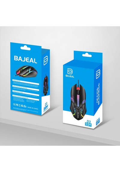 Bajeal D3 Led Mouse 1000 Dpı Usb Kablolu Optik Gaming Pc Bilgisayar, Ofis Oyun Faresi D302