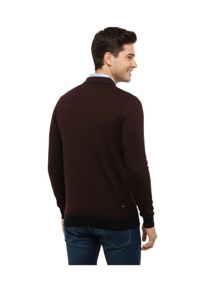 Çizgi Erkek Polo Yaka Kazak Cepli Çelik Örgü Klasik Kalıp 5208f Bgl-st04963 Bordo
