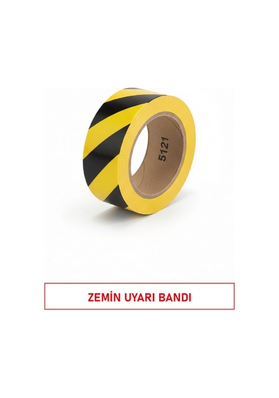Etr 5121 Yapışkanlı Zemin İşaretleme Bandı Sarı Siyah Güvenlik Bandı