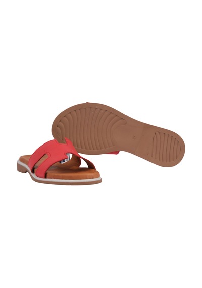 Napa Shoes Kadın H Kesimli Düz Taban Hakiki Terlik Napa-1202 Kırmızı