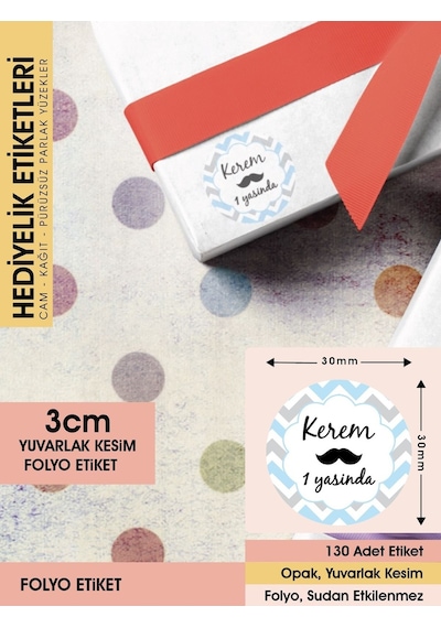 Erkek Bebek Doğum Günü Etiketi, 3 Cm - 130 Adet Folyo Sticker Renkli