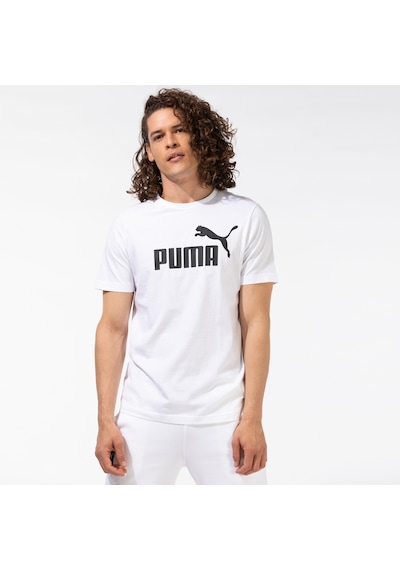 Puma Ess Logo Erkek Beyaz Bisiklet Yaka T-shirt - 586666 Beyaz