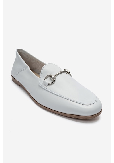 Luvishoes F03 Beyaz Cılt Derı Kadın Babet Beyaz