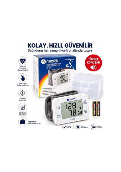 Bilekten Aleti Türkçe Konuşan Dijital Ölçer 60 Hafızalı Taşıma Kutulu Pilli