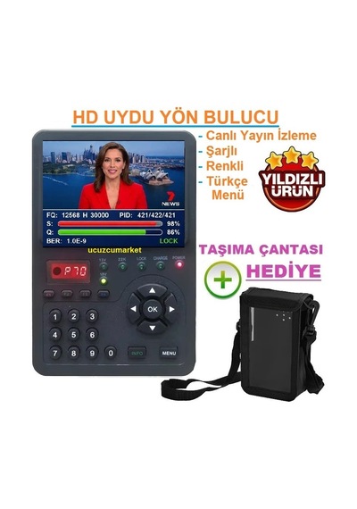 Uydu Yön Bulucu 3.5 İnç Dijital Ekranlı Görüntülü Canlı Yayın İzleme-şarjlı-taşıma Çantalı
