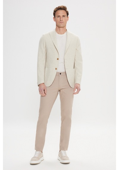 Ac&co Erkek Bej Slim Fit Dar Kesim Kırlangıç Yaka Casual Blazer Ceket