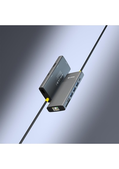 Tr Sw-u709 9 İn 1 Gri Metal 4k 60hz Hdmı 100w Pd, Rj45 Gigabit, 3xusb 3.2, Sd/tf Type C Hub Adaptör