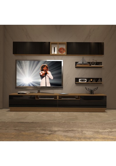 Decoraktiv Trendstyle 5220s Mdf Tv Ünitesi Tv Sehpası - Pera Siyah Meşe - Siyah