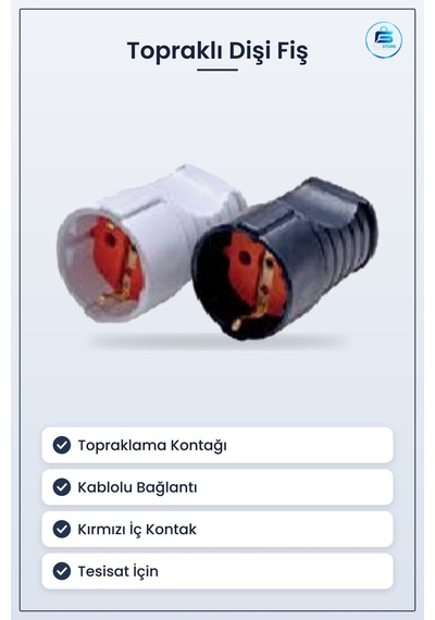 Topraklı Dişi Fiş Kablolu Elektrik Bağlantı Elemanı Topraklama De