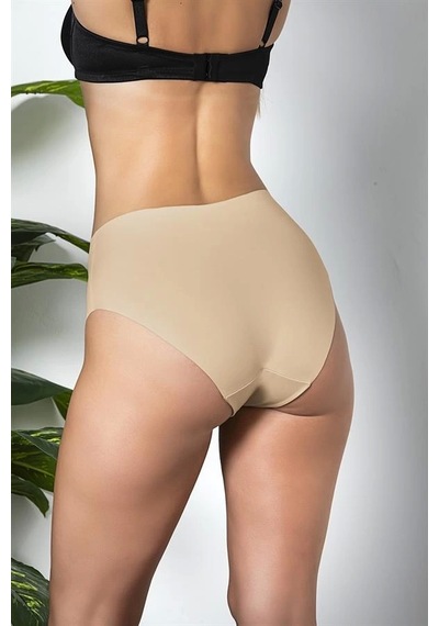 Fevien 3'lü Paket Dikişsiz, İz Yapmaz, Lazer Kesim, Yüksek Bel Slip Külot Cappucino Brf21263 Cappucino