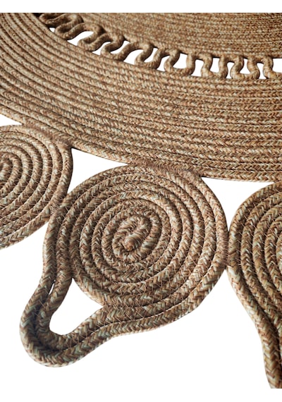 Nakkaş Home Su Damlası Modeli 120x120 Jüt Yuvarlak Kilim