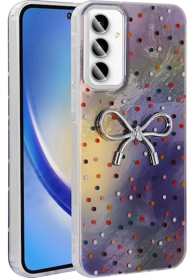 Galaxy A55 Uyumlu Uyumlu Kılıf Kamera Korumalı Figürlü Zore Ponti Silikon Kapak - Lila Lila
