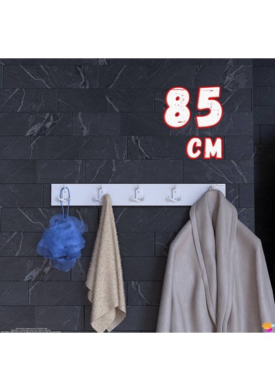 Modilayn Arı Serisi 81,4x9,6 Cm 15 Kancalı Banyo Askısı - 5'li Set Ekstra Düzen Ve Yer Tasarrufu Beyaz - Cordoba