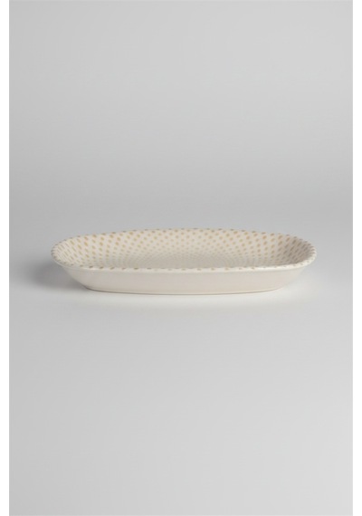12'li Valencia Oval Kayık Tabak 25cm Dijital Punto Rinart Krem