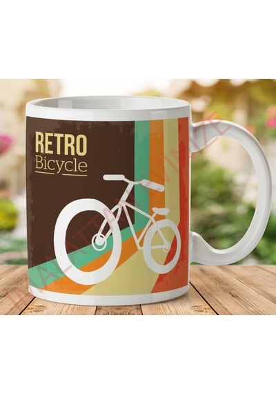 1-080 Retro Bıcycle İki Tarafı Baskılı Kupa Bardak.jpg