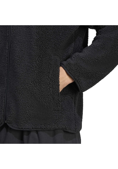 Black Adidas Erkek Günlük Yaşam Polar Sweatshirt Essentials Jkt Jv7676 Siyah