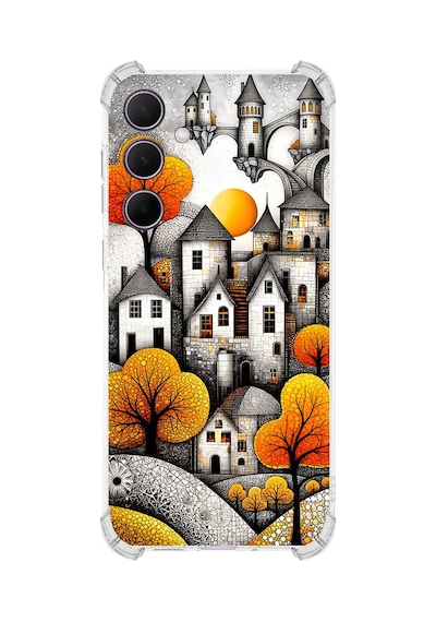 Printify Samsung Galaxy A35 İle Uyumlu Düşlerin Dansı Serisi Göçebe Şatolar Tasarımlı Uv Baskılı Köşe Korumalı Antişok Kılıf Şeffaf