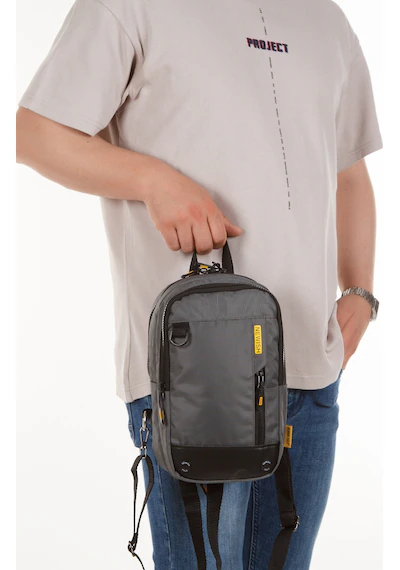 Newish Polo Newısh Polo Accessorıes Unisex Impertex Kumaş Suya Dayanaklı Omuz Ve Mini Sırt Çantası Gri - Erkek Bel Çantası Açık Gri - Siyah