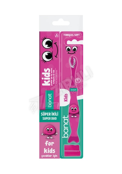 3 Adet Banat Set Kids Yumuşak Diş Fırçası + 50 Ml Macun