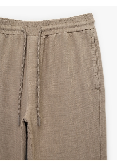 Koton Regular Fit Pamuklu Cepli Beli Bağcıklı Pantolon Vizon 6sam40009ıw