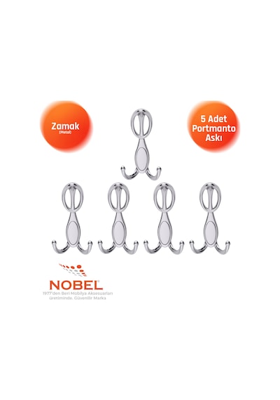 Arya Portmanto Askısı, Metal Vestiyer Askısı, Krom, Duvar Ve Dolap Askılığı 5'li Set Vidalı