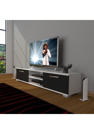 Decoraktiv Eko 140 Mdf Dvd Tv Ünitesi Tv Sehpası - Beyaz - Siyah Beyaz - Siyah