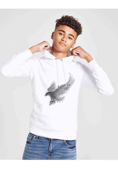 Tshirthane Kel Kartal Kuşu Kanatları Parçacıklar Baskılı Unisex Çocuk Sweat (528618511) Beyaz