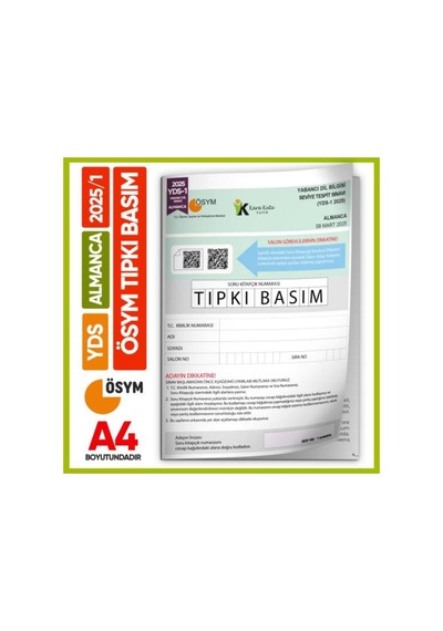 Yds Almanca 2025/1 Yabancı Dil Sınavı Ösym Tıpkı Basım Çıkmış Sor
